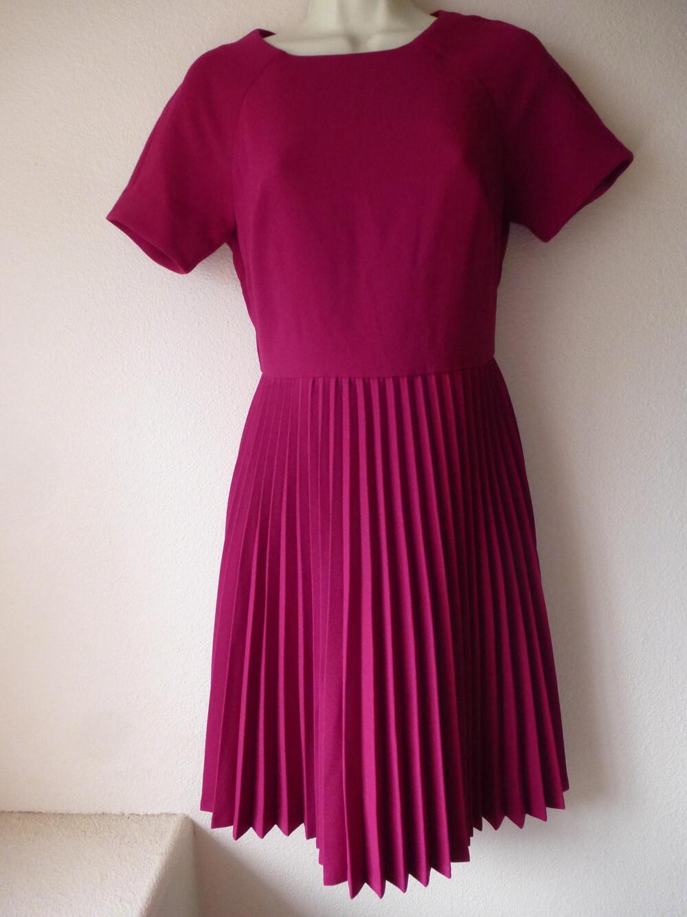 Trina Turk Dress Womens 0 Pink Pleated Skirt Short Sleeve Fit Flare Cocktail